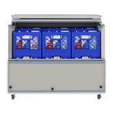 49 in. Commercial Milk Cooler for School and Cafeteria, 12 Crate Capacity with Heavy Duty Casters in Stainless Steel and White (KM-MC49-HDC)